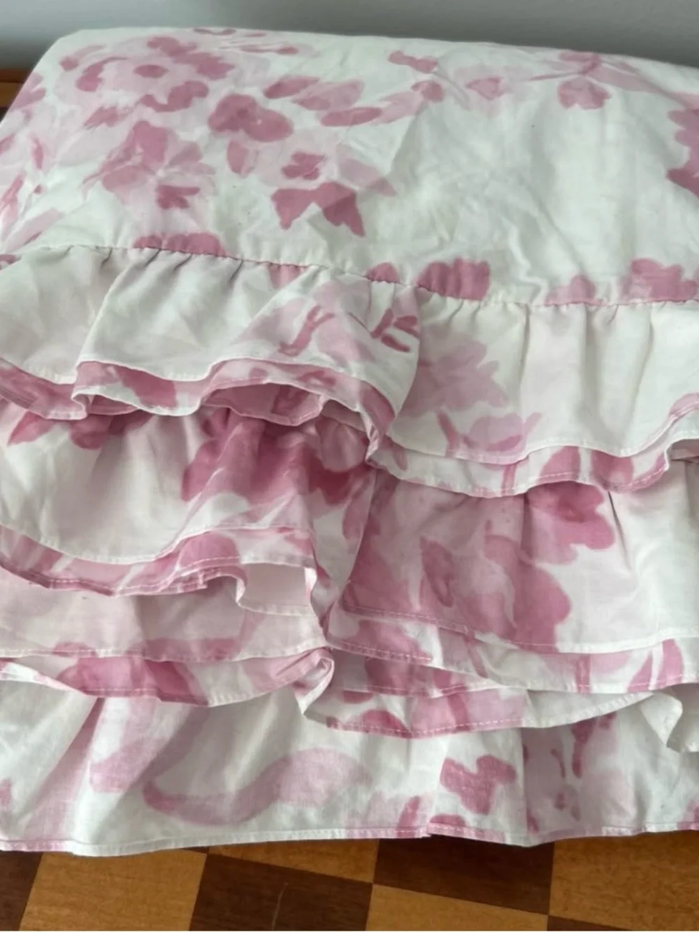New Pottery Barn LoveShackFancy Damask Ruffle Duvet Cover size Full/Queen